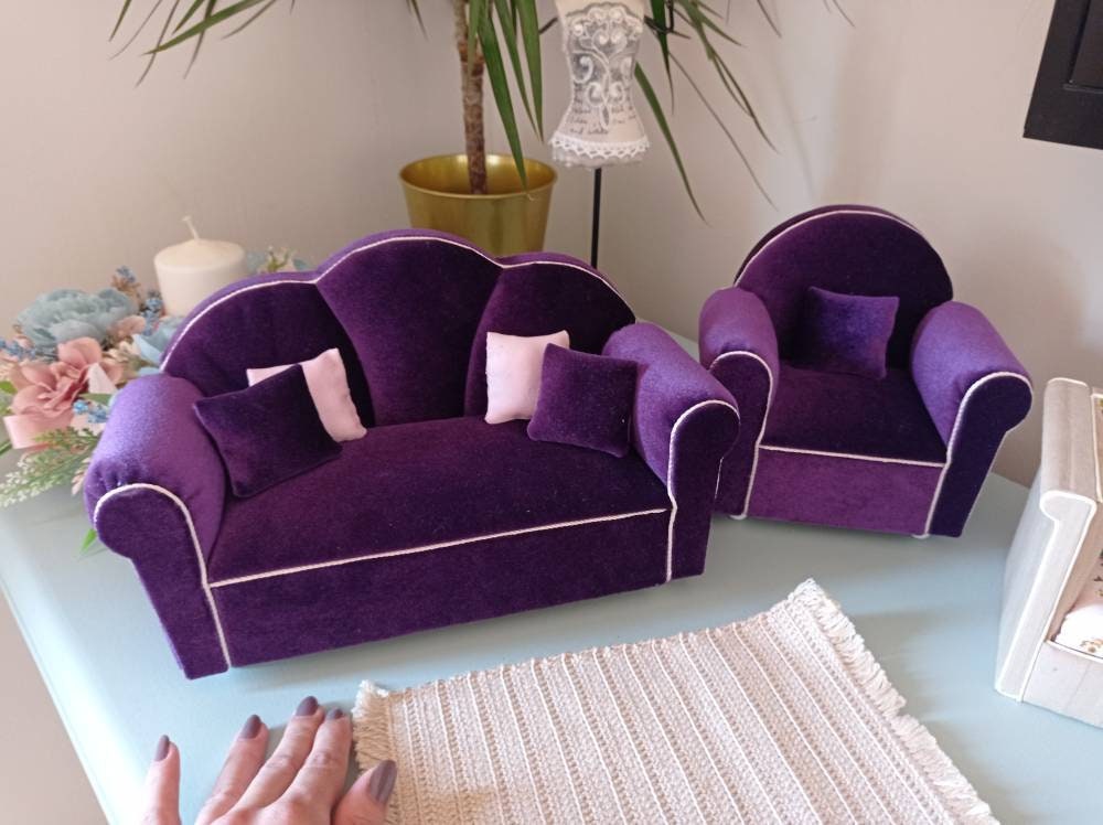 Миниатюрный диван 1:6 диван для кукол кукольный диван - Etsy