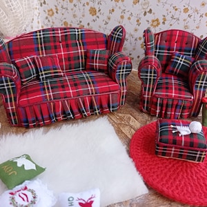 Miniatur Sofa und Sessel 1:12, Miniatur Sofa, Miniatur Sessel, Puppensofa und Sessel Set, Miniatur Sofa und Sessel