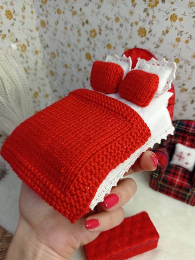 Miniature Bed 112 Doll Bed Red Doll Bed Etsy