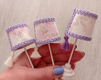 Miniature dollhouse floor lamp 1:12 scale, doll lampshade