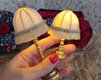 Pantalla en miniatura 1:12, lámpara en miniatura, lámpara de pie para muñecas, lámpara de pie en miniatura, lámpara de mesa en miniatura