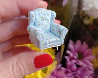Miniature chair 1:48, collectible doll armchair, dollhouse furniture