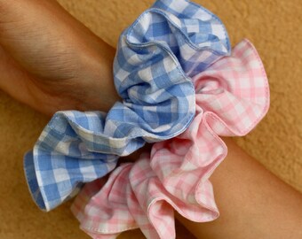 Chouchous Flower, scrunchie fait main en France, accessoire pour cheveux, lot de 2