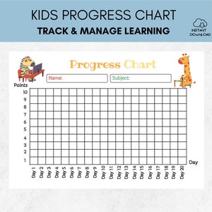 Gráfico de progreso de aprendizaje de los niños / Gráfico de progreso de aprendizaje imprimible / Gráfico de progreso de los niños / Rastreador de educación en el hogar / Descarga instantánea