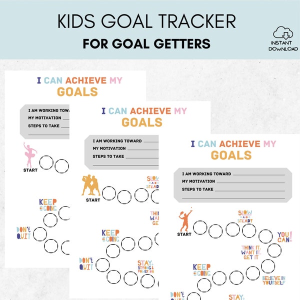 Kids Goal Manager and Tracker Chart | Printable Goal Manager and Tracker | Home Schooling Tracker | Kids Motivation Chart | Instant Download