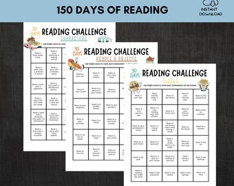 Desafío de lectura para niños / Tabla de lectura imprimible, actividad para la educación en casa (PDF)