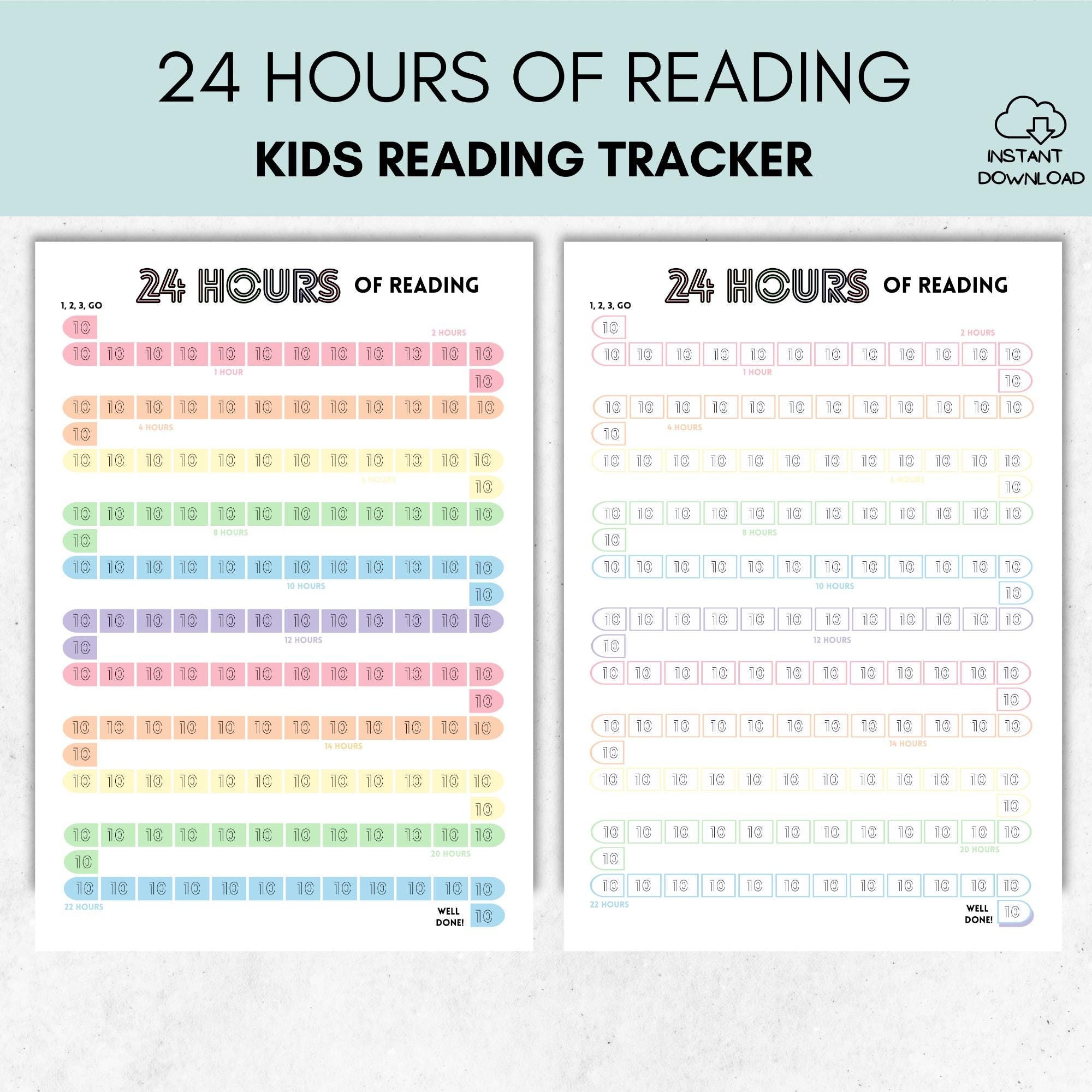 Tracking Hours. Read Reading Chart Tracker Reading Log Printable 24 Hours of Reading Reading ...