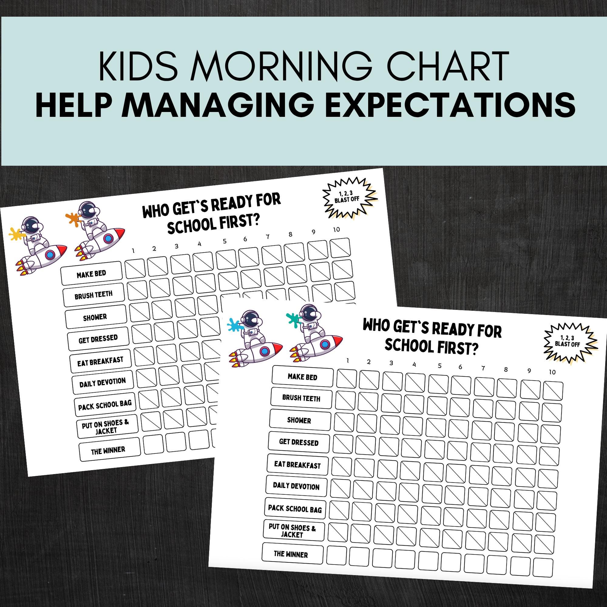 Kids Morning Routine Chart | School Checklist, Competition (PDF ...