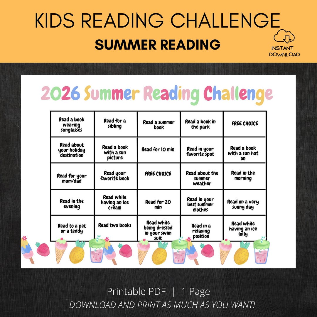 Kids Summer Reading Challenge | Printable Reading Chart, Homeschool ...