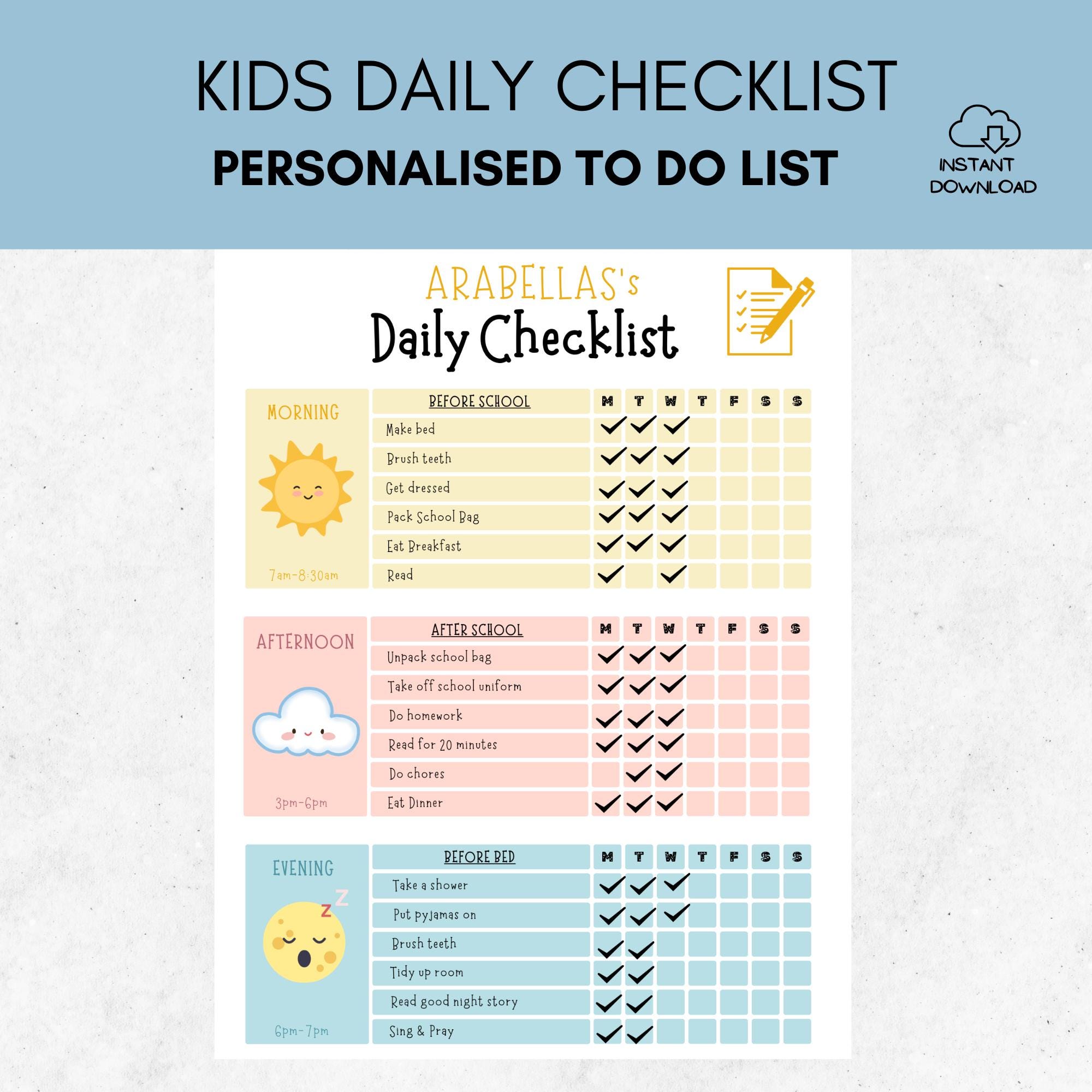 Personalized Checklist Example Personalised Checklist