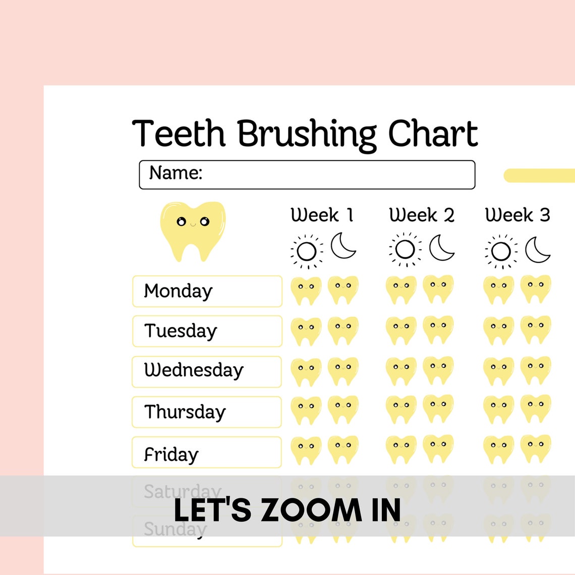 Kids Teeth Brushing Chart Teeth Brushing Tracker Kids Routine Schedule ...