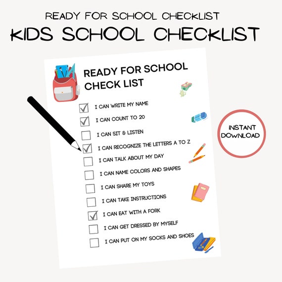 Kids School Checklist Kids Checklist School Planner to - Etsy