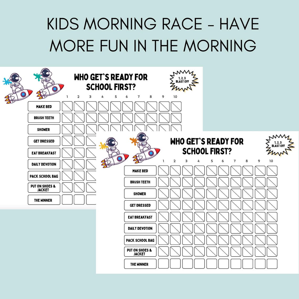 Kids Morning Routine Chart | School Checklist, Competition (PDF ...