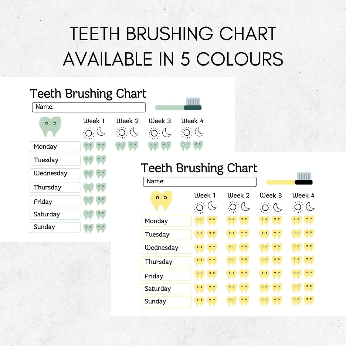 Kids Teeth Brushing Chart Teeth Brushing Tracker Kids Routine Schedule ...