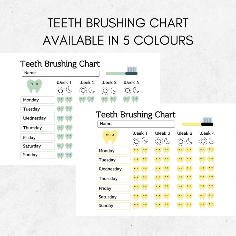 Kids Teeth Brushing Chart | Teeth Brushing Tracker | Kids Routine ...