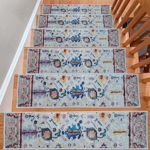 Utopia Stair Rug, Striped Stair Treads Carpet, Ultra Thin Stair Mat, Modern Stair Runner, Step Rug, Washable Rug, Easy to Clean Carpet