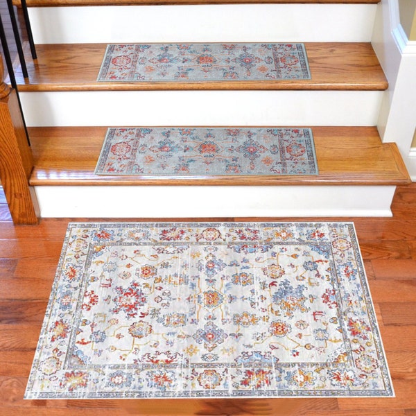 Anatolian Stair Rug, Stair Runner Rug, Stair Treads, Stair Treads Set of 13, Stair Treads Rug, Non-Slip Backing Rug, Runner Rug, Stair Rug