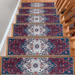 Authentic Stair Rug, Stair Treads Rug, Non-Slip Backing Rug, Machine Washable Rug, Easy to Clean, Step Rug