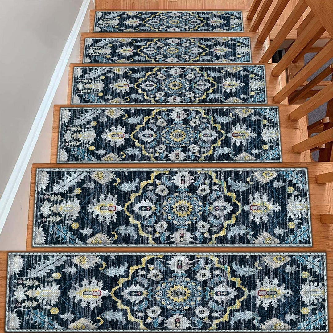 Oriental Stair Rug, Stair Treads Rug, Non-slip Backing Rug, Machine ...