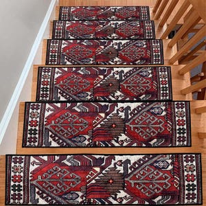 Rustic Stair Rug, Stair Treads Rug, Non-Slip Backing Rug, Machine Washable Rug, Easy to Clean, Step Rug