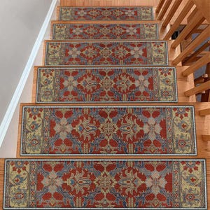 Oushak Stair Treads Carpet, Anatolian Stair Rug, 2.5x10&#39; Hallway Runner, Stair Runners for Wooden Steps, Step Rug, Non Slip Stair Treads