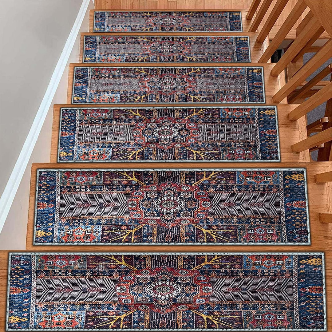 Floral Persian Stair Rug, Stair Mat for Wooden Steps, Stair Treads ...