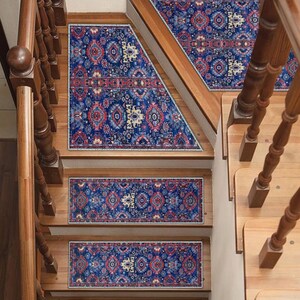 Machine Washable Stair Carpet, Vintage Stair Treads Rug, Farmhouse Style Stair Runner, Boho Non Slip Stair Rugs, Oriental Stair Rug