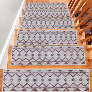 Zigzag Stair Rug, Stair Treads Carpet, Stair Treads Rug, Non-Slip Backing Rug, Machine Washable Rug, Easy to Clean, Step Rug, Stair Mat
