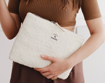 Cream Clutch Bag - Teddy Bag - Handbag - Oversized Wristlet Clutch - Handbag Organiser