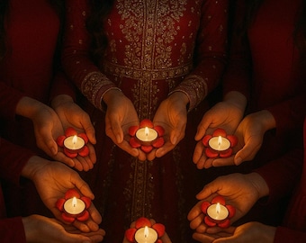 Henna night Hand Rose Candle,  12 pieces (a packet)