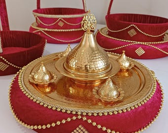 Henna Night Tray and Basket Decor – Traditional Bachelorette Accessory & Bridal Dance Decor