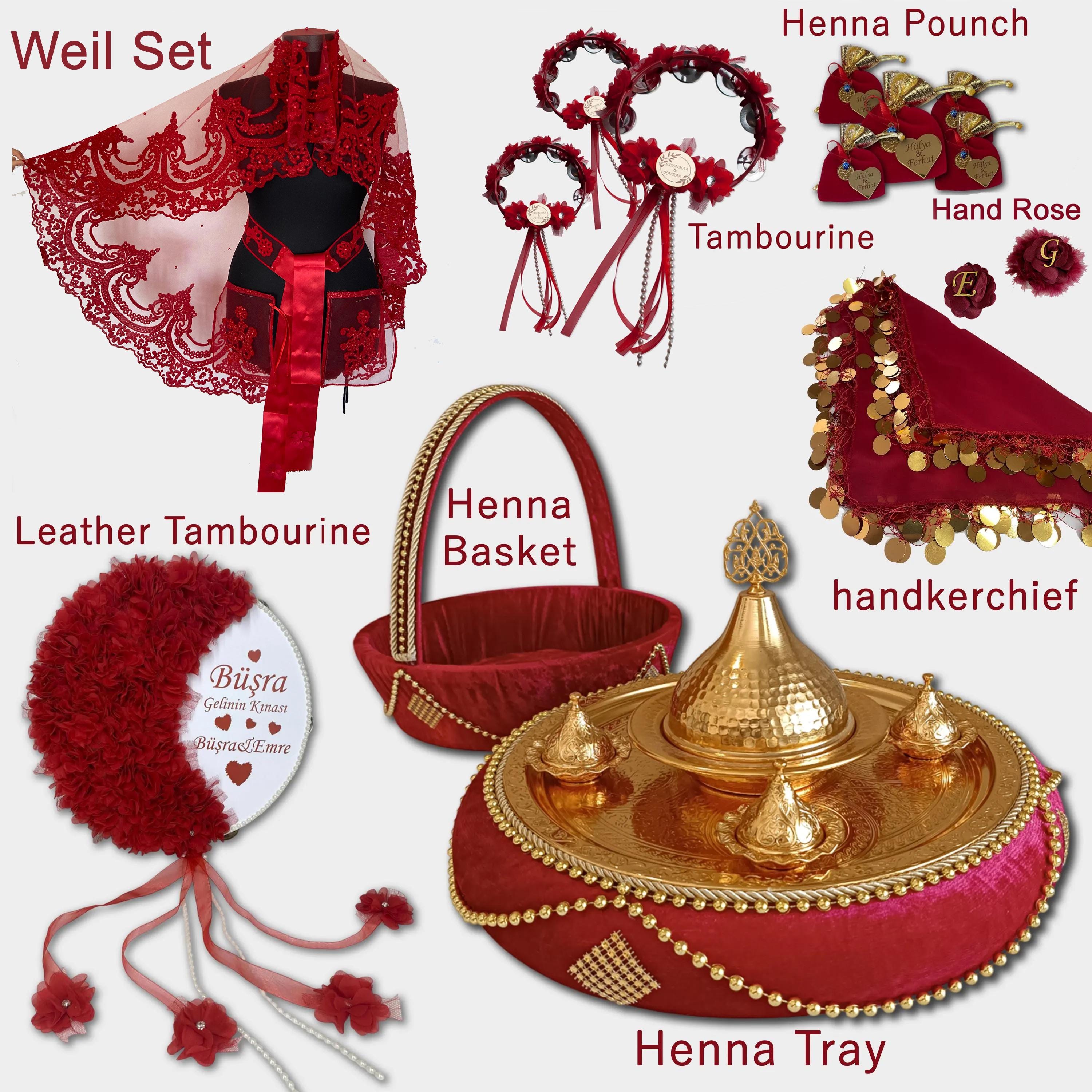 Bridal Henna Night Set: Traditional Mehndi Party - Bride Bridesmaids decorations accessories