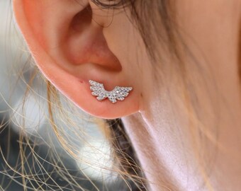 18K Gold Angel Wing Diamond Earrings: Unisex Fine Jewellery