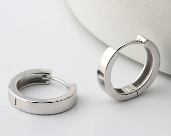 Solid Platinum Earrings Pt950 Earrings Plain Platinum Earrings Huggies Platinum Hoop Earrings for Men Huggies for Women Earrings for Unisex