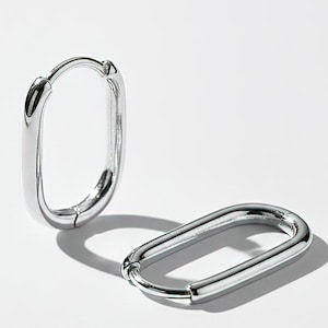 Pt950 Platinum Hoop Earrings: Minimalist Rectangular Jewellery