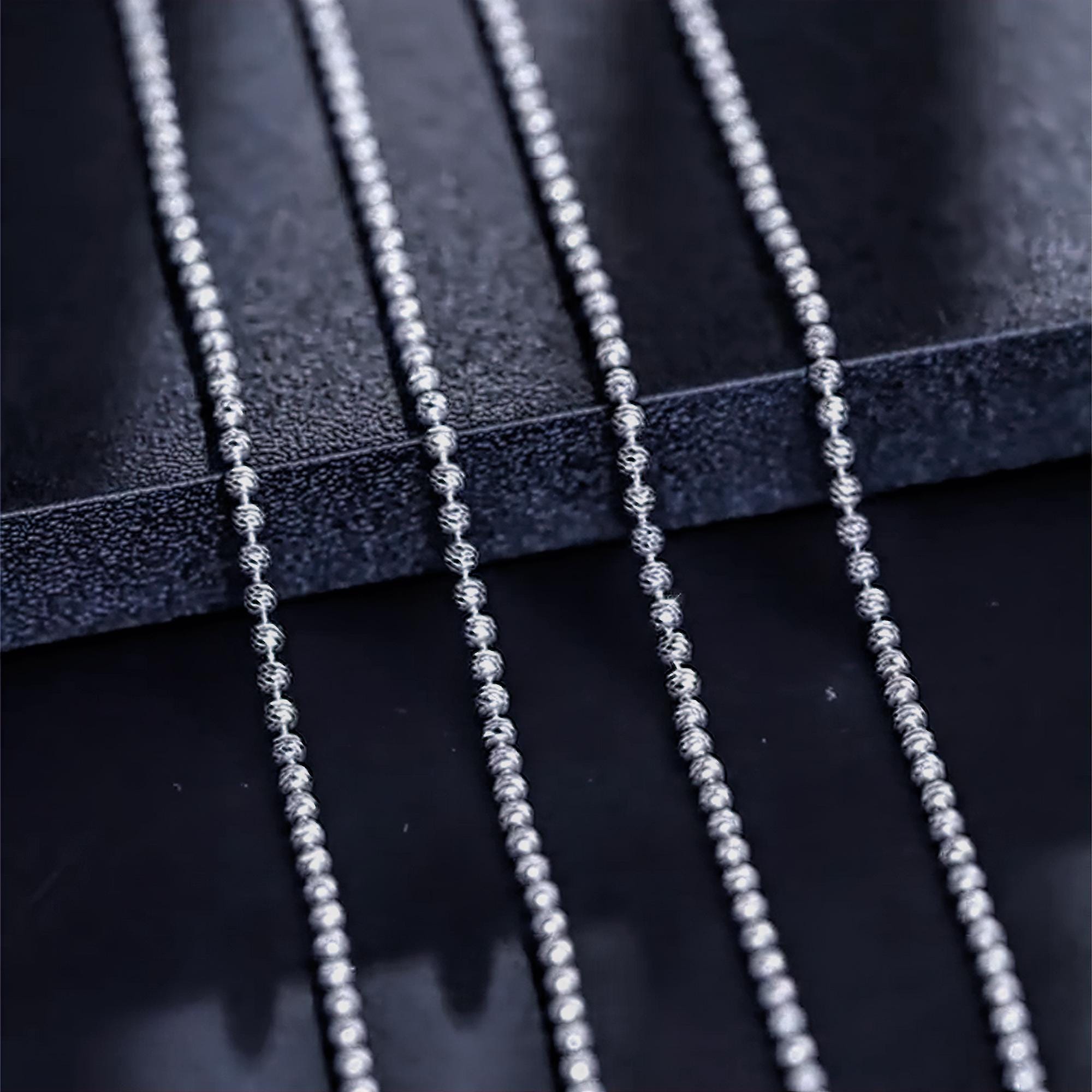 Platinum Necklace Pt950 Laser Cut Beaded Necklace Wavy Cut Beads Necklace Platinum Beaded Chain Necklace for Women Necklace for Unisex