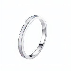 Solid Platinum Ring Pt950 Ring Ridge Band Ring Faceted Ring Minimalist Jewellery Wedding Band Engagement Ring Wedding Ring for Women