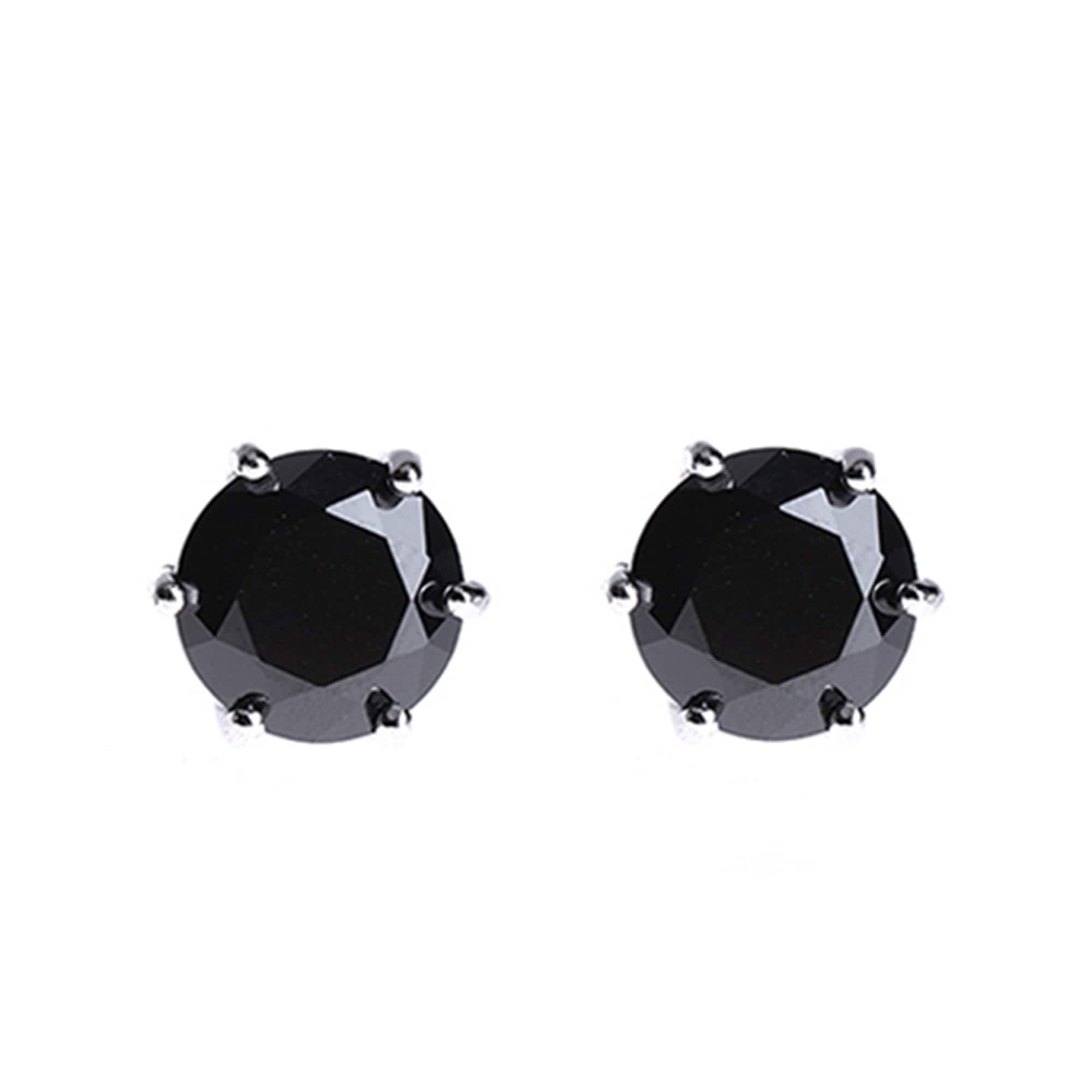 Natural Black Diamond Earrings Pt900 Platinum Stud Earrings Black 