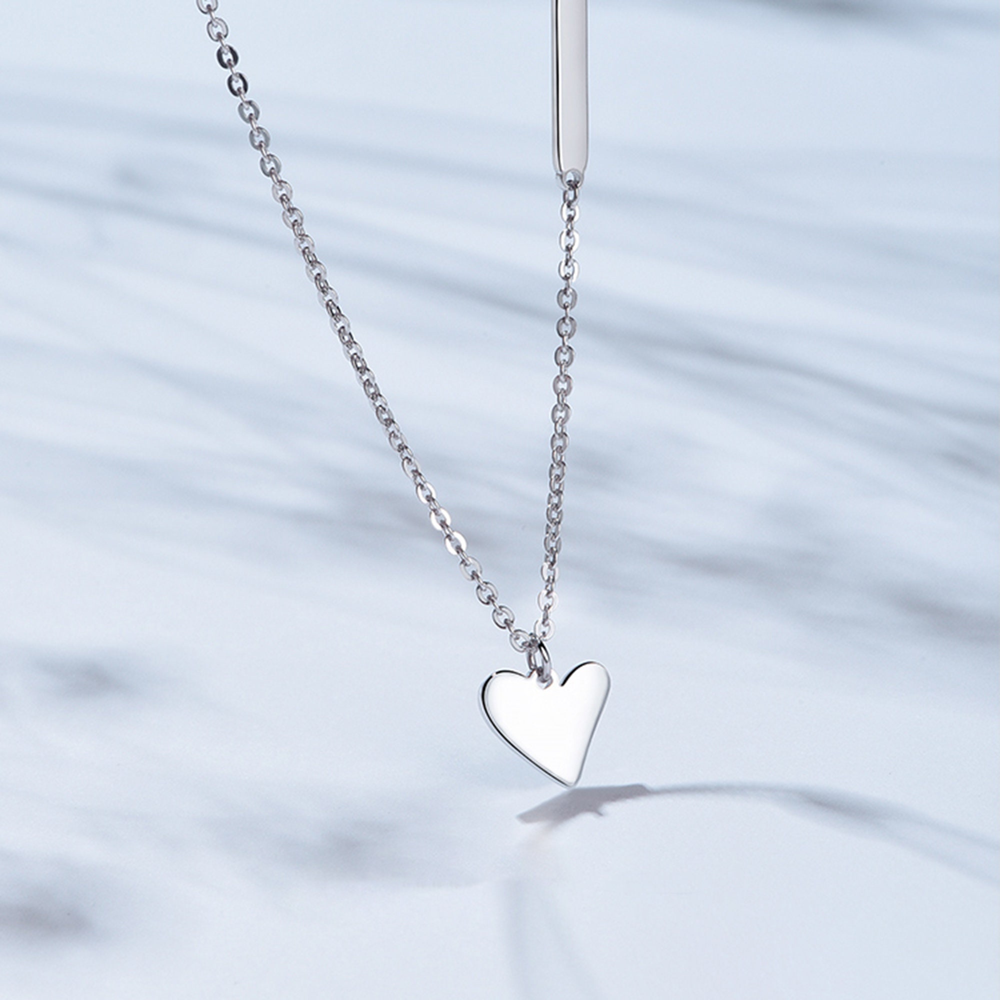 Solid Platinum Necklace Heart Pendant Pt950 Pendant Minimalist 