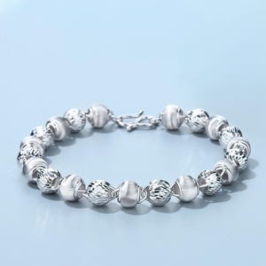 Solid Platinum Bracelet Laser Cut Beaded Bracelet PT950 Bracelet for Unisex Bracelet for Women Bracelet for Men Balls Bracelet