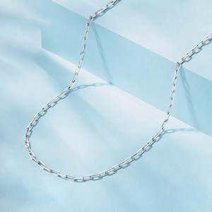 Solid Platinum Necklace Pt950 Box Chain Necklace Platinum Chain Minimalist Paperclip Chain Platinum Necklace for Women