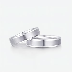 Bespoke Platinum Ring Pt950 Ring Centred Brushed Ring Beveled Edge Platinum Engagement Ring Wedding Band Wedding Ring for Couple