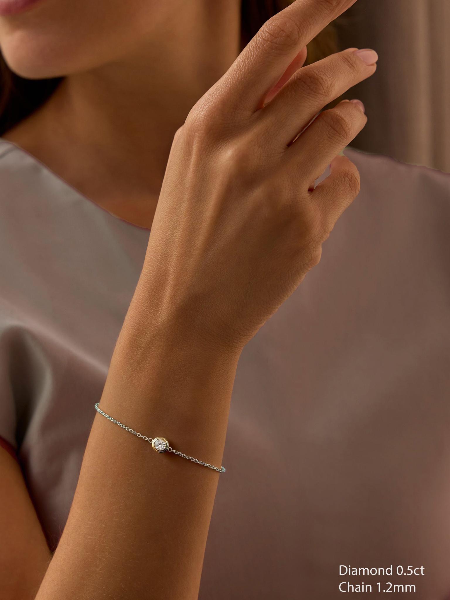 Minimalist 18K Gold Natural Diamond Bracelet: Elegant One Stone