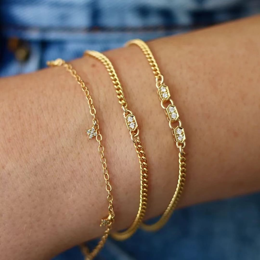 Natural Diamond Bracelet 18K Solid Gold Bracelet Everyday Bracelets  Minimalist Jewellery Minimalist Bracelet for Women Bracelet for Girls - Etsy