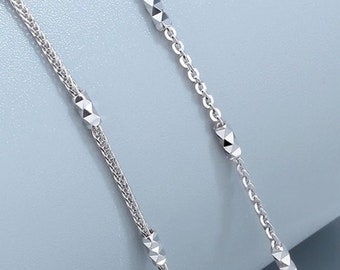 Solid Platinum Necklace Plain Pt950 Necklace Minimalist Jewellery Platinum Cable Chain Platinum Chopin Chain Plain Platinum Unisex Necklace
