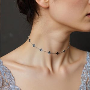 Platinum Necklace Floral Platinum Choker Pt950 Chain Necklace Floral Charm Necklace Clover Charm Necklace for Women Floral Choker for Girls