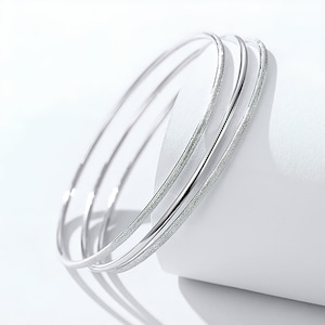 Solid Platinum Bangle Pt950 Bangle Minimalist Jewellery Plain Bangle Frosted Bangle Slim Bangle Platinum Bangle for Women Bangle for Her