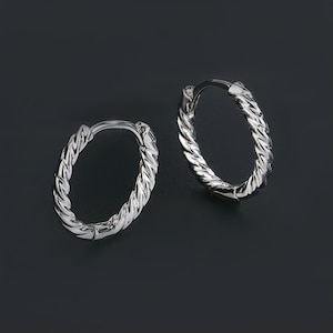 Solid Platinum Earrings Twisted Braided Spiral Earrings Pt950 Earrings Minimalist Platinum Hoop Earrings for Unisex Earrings for Women