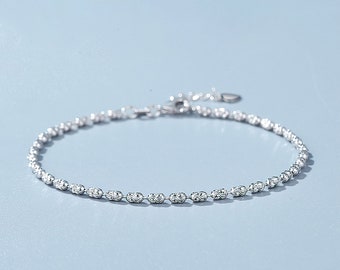 Solid Platinum Bracelet Beaded Chain Pt950 Link Bracelet Pure platinum Diamond cut bead Chain Bracelet  for Her Bracelet for Him