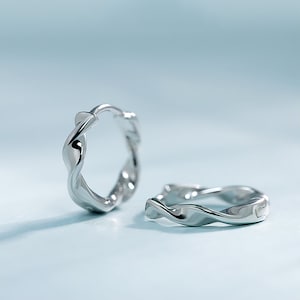 Solid Platinum Earrings Pt950 Mobius Earrings Simple Spiral Twisted Platinum Hoop Earrings for Unisex Earrings for Women Earrings for Men